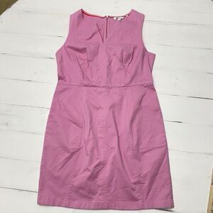 Boden Helena Pink Chino Short Dress Sleeveless Knee Length V Neck  Women's 12R